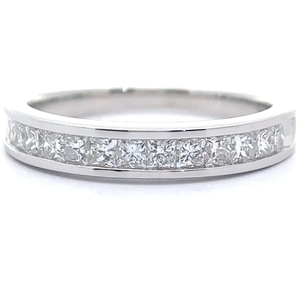 0.50 Carat Diamond Princess Cut Semi-Eternity Channel Ring in White Gold Retail $1,495 VIDEO