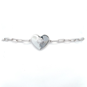 0.12 Carat Diamond Heart Layering Paperclip Chain Adjustable Bracelet VIDEO