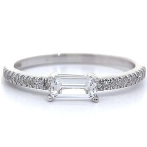 Natural Topaz & Pav Natural Diamond Stacking Ring in 14k White Gold VIDEO