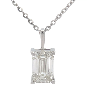 1 Carat Diamond Emerald Cut Solitaire Pendant Necklace VIDEO