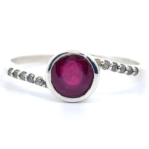 Natural Ruby & Natural Diamond Curved Bypass Ring VIDEO