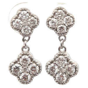 1 Carat Diamond Double Flower Drop Vintage Style Earrings Retail $695 VIDEO