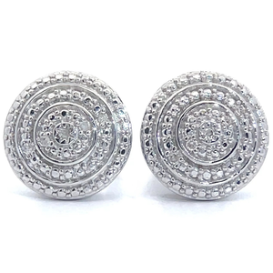 Natural Diamond Button Stud Vintage Style Earrings VIDEO