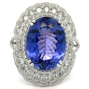 Oscar Friedman 14.90 Carat Natural Tanzanite & Natural Diamond Ring in Platinum w/ GIA Report + $56,680 Appraisal Included *VIDEO*