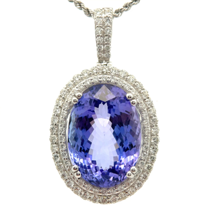20.14 Carat Natural Tanzanite & Natural Diamond Pendant in Platinum w GIA Report $49,129 Appraisal Included VIDEO