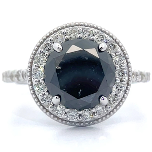 4.28 Carat Fancy Black & Natural Diamond Ring in 14K White Gold $8,620 Appraisal Included VIDEO