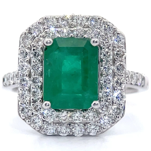3.53 Carat Natural Emerald & Natural Diamond Ring in Platinum w GIA Report $18,613 Appraisal Included VIDEO