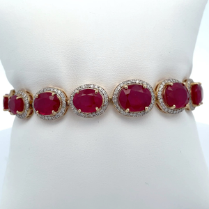 40.06 Carat Natural Ruby & Natural Diamond Bracelet in 14K Yellow Gold $17,186 Appraisal Included VIDEO