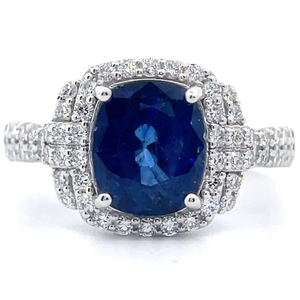 3.32 Carat Natural Sapphire & Natural Diamond Ring in Platinum w GIA Report $21,390 Appraisal Included VIDEO