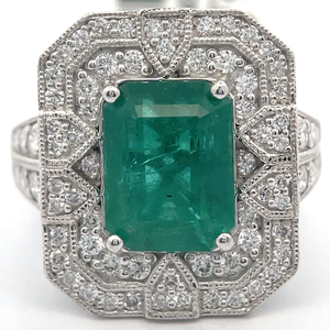 Oscar Friedman 4.37 Carat Natural Emerald & Natural Diamond Ring in Platinum $25,416 Appraisal Included VIDEO