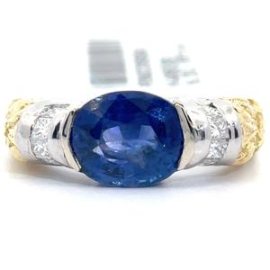 3.94 Carat Natural Sapphire & Natural Diamond Ring in Platinum & 18K Gold $17,540 Appraisal Included VIDEO