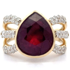 4.11 Carat Natural Ruby & Natural Diamond Ring in 14K Yellow Gold $6,150 Appraisal Included VIDEO