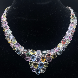 105.75 Carat Natural Sapphire & Natural Diamond Necklace in Platinum w GIA Report $185,359 Appraisal Included VIDEO