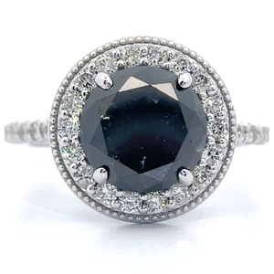 1.83 Carat Natural Black and White Diamond Ring in 14K White Gold $5,830 Appraisal Included VIDEO