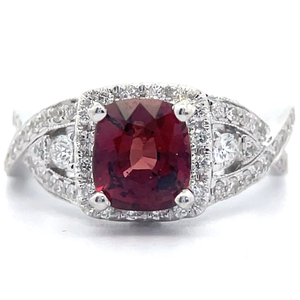 2.36 Carat Natural Spinel & Natural Diamond Ring in 18K White Gold w GIA Report $18,930 Appraisal Included VIDEO