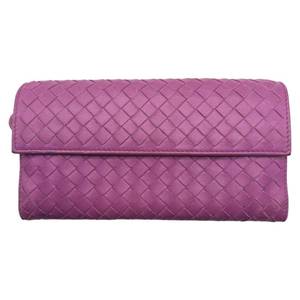 Bottega Veneta Purple Intrecciato Leather Long Wallet Pre-Owned Retail $950