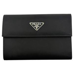 Prada Black Tessuto Nylon Trifold Wallet Pre-Owned Retail $550