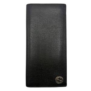Gucci Black Leather GG Logo Long Wallet Pre-Owned Retail $650