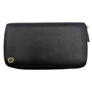 Gucci Black Pebbled Leather GG Logo Zippy Wallet Pre-Owned Retail $720
