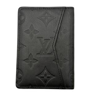 Louis Vuitton Black Monogram Shadow Leather Card Holder Wallet Pre-Owned Retail $520