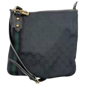 Gucci Black GG Canvas Web Stripe Crossbody Bag Pre-Owned Retail $850