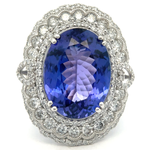Oscar Friedman 14.90 Carat Natural Tanzanite & Natural Diamond Ring in Platinum w/ GIA Report + $56,680 Appraisal Included *VIDEO*
