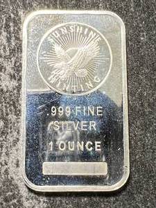 1 TROY OZ .999 FINE SILVER SUNSHINE MINTING BAR