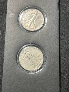 2 US WALKING LIBERTY HALF DOLLARS 1944 1945