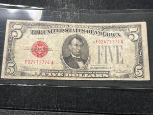 1928C US RED SEAL $5 BILL