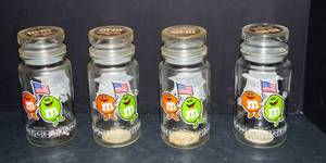 Set of 4 1984 Olympic M&Ms Glass Jars  Los Angeles Collectible Candy Containers