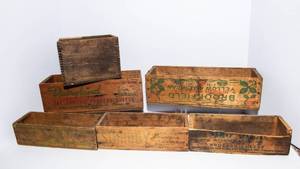 Variety of Vintage Wooden Cheese Boxes  1902 Anti Borax Compound Wooden Box