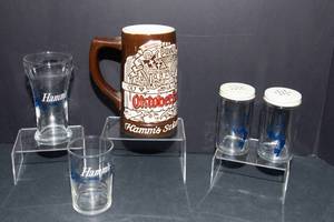 Assorted Hamms Beer Collectibles Lot  Salt Shakers, Oktoberfest Stein & Glasses