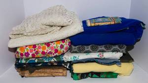 Vintage Fabric Scraps Lot  Assorted Small Pieces