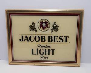 Jacob Best Premium Light Beer Wall Hanging Sign  1984 Pabst Brewing Co Milwaukee WI