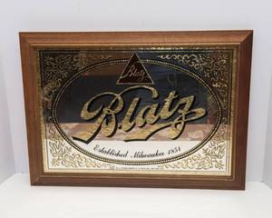 Vintage Blatz Beer Bar Mirror Sign  20 x 14.5 Advertising Wall Decor