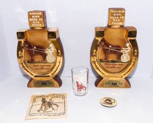 Dan Patch Days Collectible Lot  Glass, 1974 Pin & Kentucky Straight Bourbon Decanters