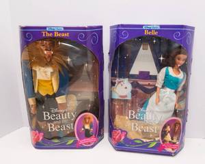1991 Disney Beauty and the Beast Dolls  Belle & Beast w Boxes