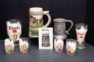 Assorted Coors Beer Glassware Lot  Vintage Barware Collection
