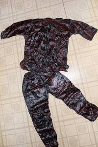 Vintage Vietnamese Silk Outfit  Black & Red Iridescent Set
