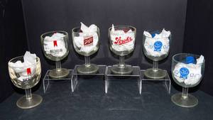 Set of 6 Beer Goblets  Schlitz, PBR, Strohs & Michelob Barware