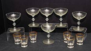 Set of 12 Glassware  6 Champagne Coupes & 6 Shot Glasses