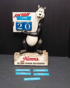 Vintage Hamms Beer Bear Perpetual Calendar Sign