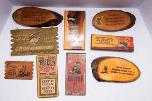 Set of 9 Humorous Small Wooden Signs