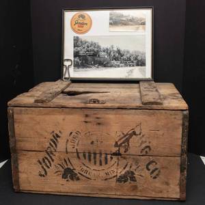 Jordan Brewing Co. Wooden Crate Lot  Postcard, Photo, Coaster & Bottle Opener (Jordan, MN)