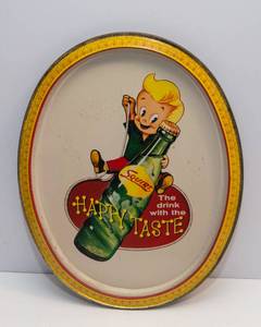 Vintage Squirt Advertising Serving Tray  1950s Oval Metal Barware