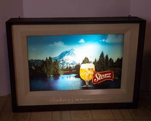 Rare Vintage Storz Light-Up Motion Beer Sign  Moving Clouds, 25.5 x 18