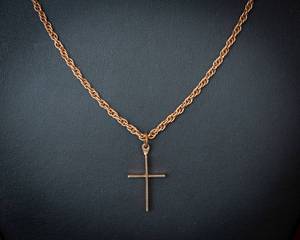 14KT Gold Rope Chain Cross Necklace  18