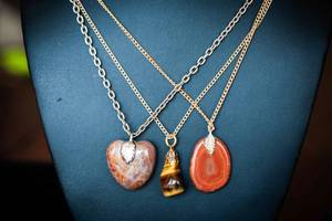 Set of 3 Dainty Stone Pendant Necklaces