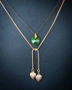 Set of 2 Gold-Tone Dainty Heart Necklaces