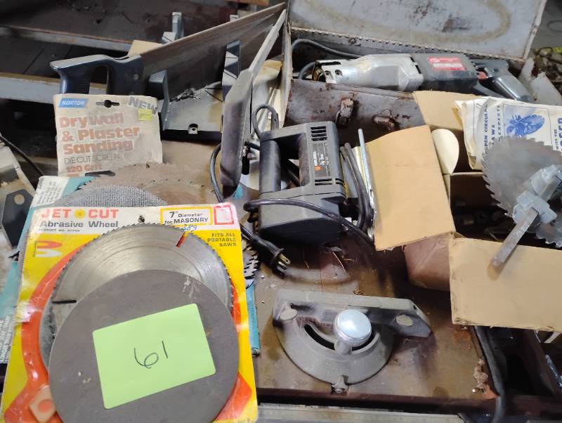 Assortment of saws and saw blades